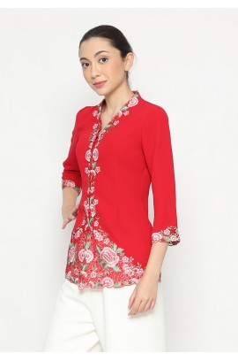 Lyne Halim Blouse Bordir Aplikasi, Merah 8294